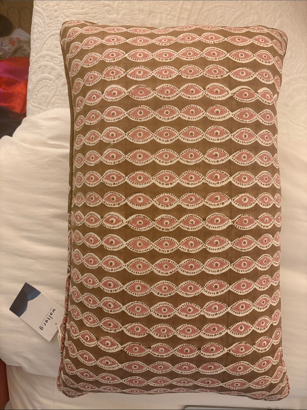 Brown and Pink Patterned Lumbar Pillow - Brand Unknown